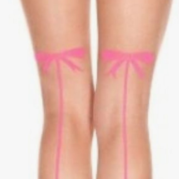 Nude pink vintage bow backseam Cuban pinup burlesque cabaret pantyhose stockings